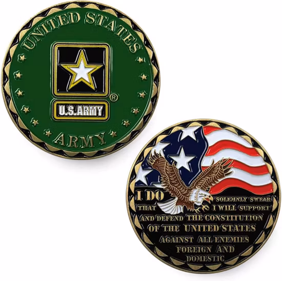 Wholesale Army Challenge Coin Manufacturer Antique Gold Plating Soft Enamel Custom High Quality Gold Custom Challenge Coins